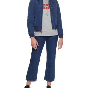 Women's Diamond Quilted Casual Bomber Jacket