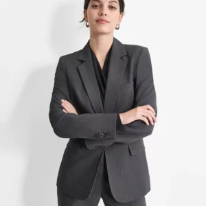 Women’s Notch-Lapel Button-Front Long-Sleeve Blazer