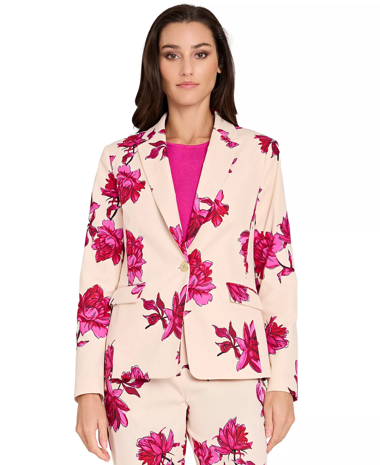 mni-1bc022b211e1440841c31ea5c1878b42 Women's Notch Collar Printed Blazer