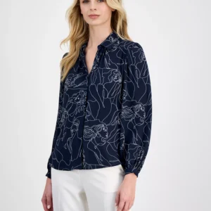 Women's Printed Button-Front Shirt