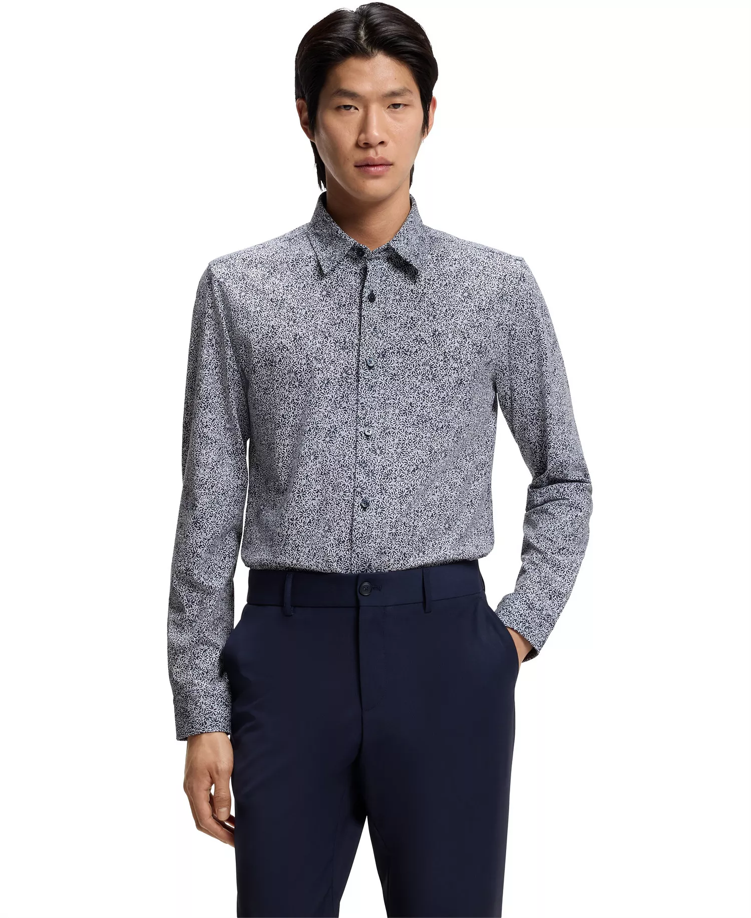 mni-1d180206a4da79f1e497be717e8ea7b1 Men's Printed Cotton Blend Slim-Fit Dress Shirt