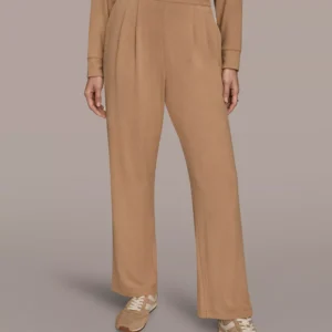 Women's Brushed Jersey High Rise Pleated Pull-On Pants