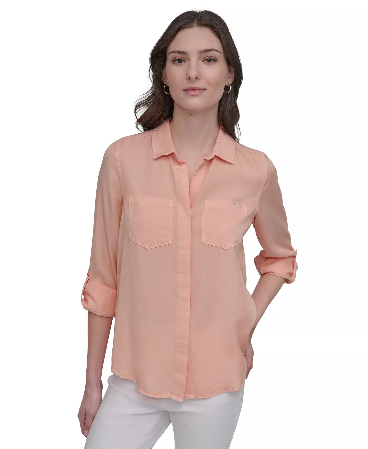 mni-1d260be383a6dd675d792c5534b6f0a9 Women's Roll-Tab-Sleeve Button-Front Shirt — изображение 4