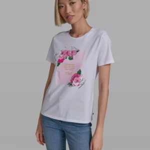 Women's Rose Print Crew Neck T-Shirt