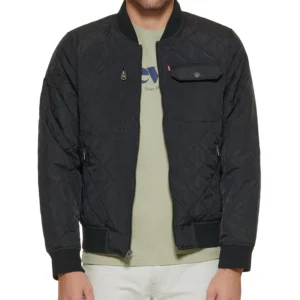 Men's Regular-Fit Diamond-Quilted Bomber Jacket