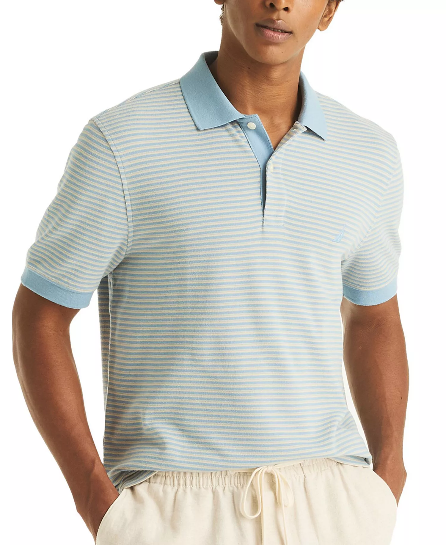 mni-1da0eb6e1de7e2805a0258d0290c2012 Men's Striped Spread Collar Polo Shirt — изображение 4