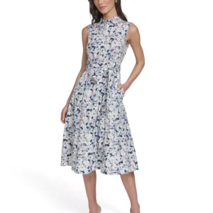 Women's Sleeveless Button Front Shirt Dress