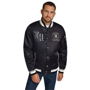 Men's Black Las Vegas Raiders Dante Full-Snap Satin Jacket