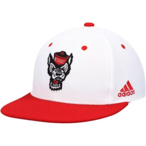 Men's White and Red NC State Wolfpack On-Field Baseball Fitted Hat