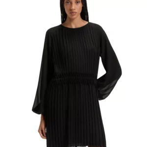 Women's Smocked Waistband Plissé Dress