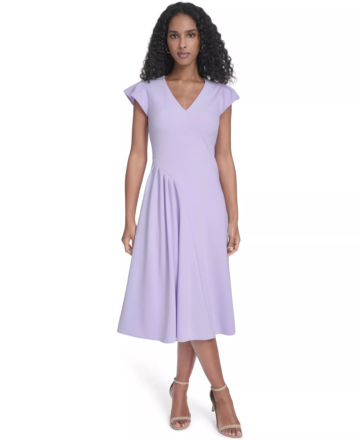 mni-1e7e0cb79ad4ebffefe632e9023e971d Women's Ruched V-Neck Midi Dress