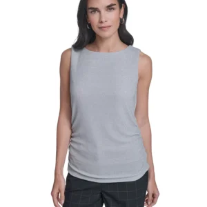 Women's Novelty Boat Neck Ruched Top