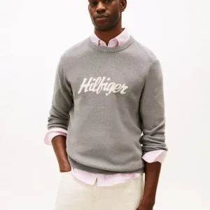 Men's Crewneck Logo Intarsia Graphic Sweater