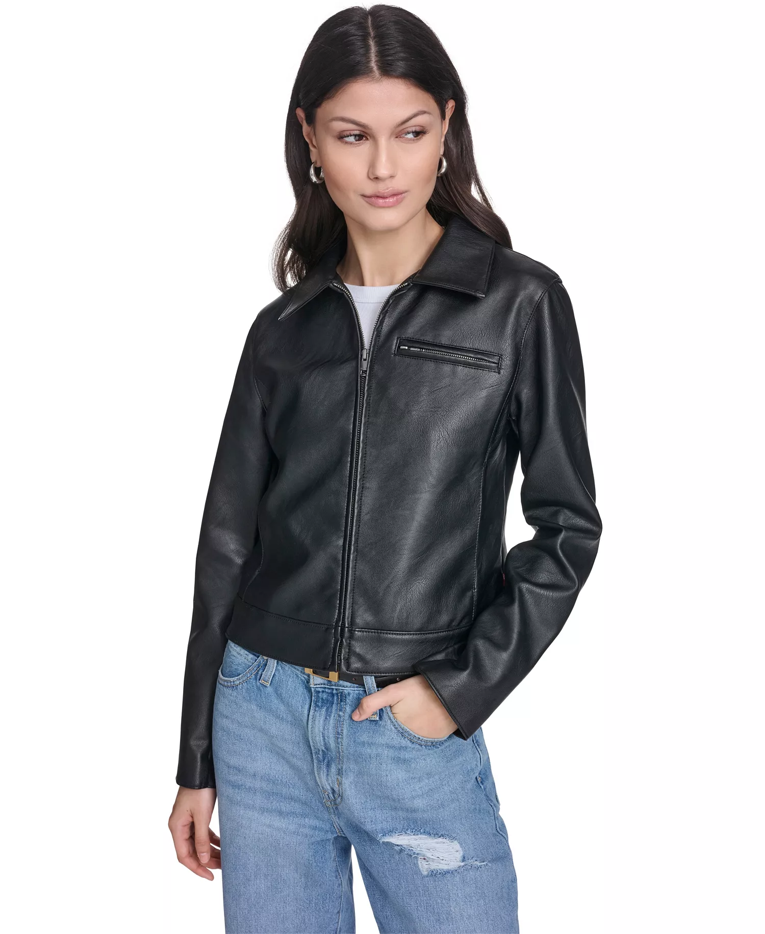 mni-1f1323a48bffbb9b9a62fa1bf0e00590 Women's Laydown Collar Zip-Front Jacket