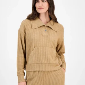Nautica Women's Bib-Collar Ribbed Sweatshirt