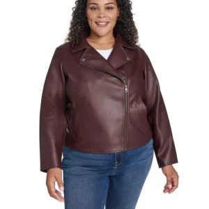 Plus Size Long Sleeve Moto Jacket