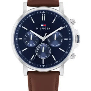 Men's Multifunction Brown Leather Watch 43mm