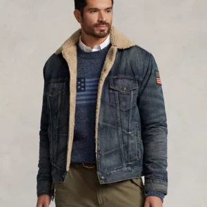 Men's Big & Tall Fleece-Lined Denim Trucker Jacket