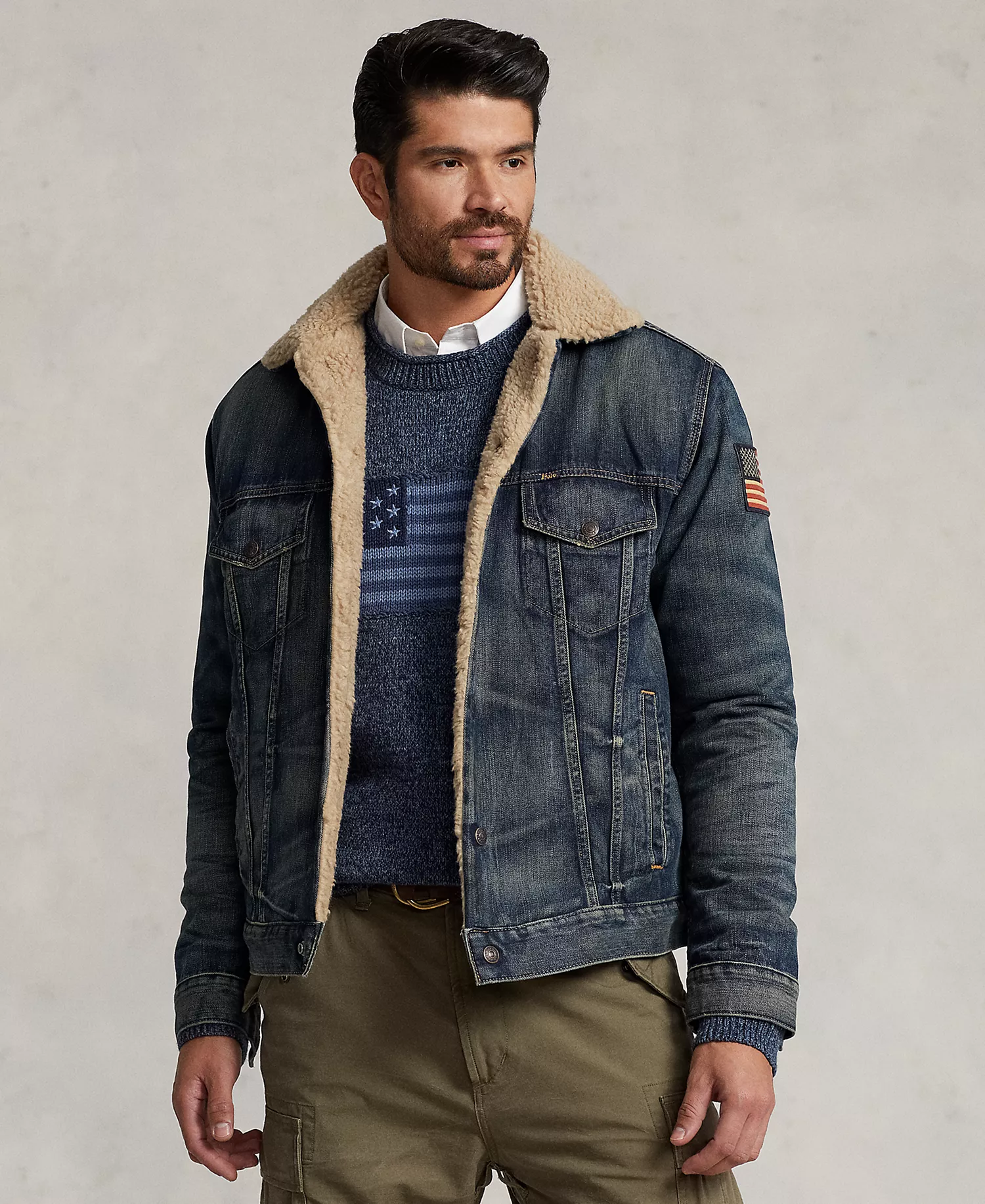 mni-20580045542ad5ee9abdec82d0cdd8dd Men's Big & Tall Fleece-Lined Denim Trucker Jacket