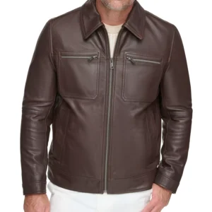 Men's Halen Pebbled Leather Trucker Jacket