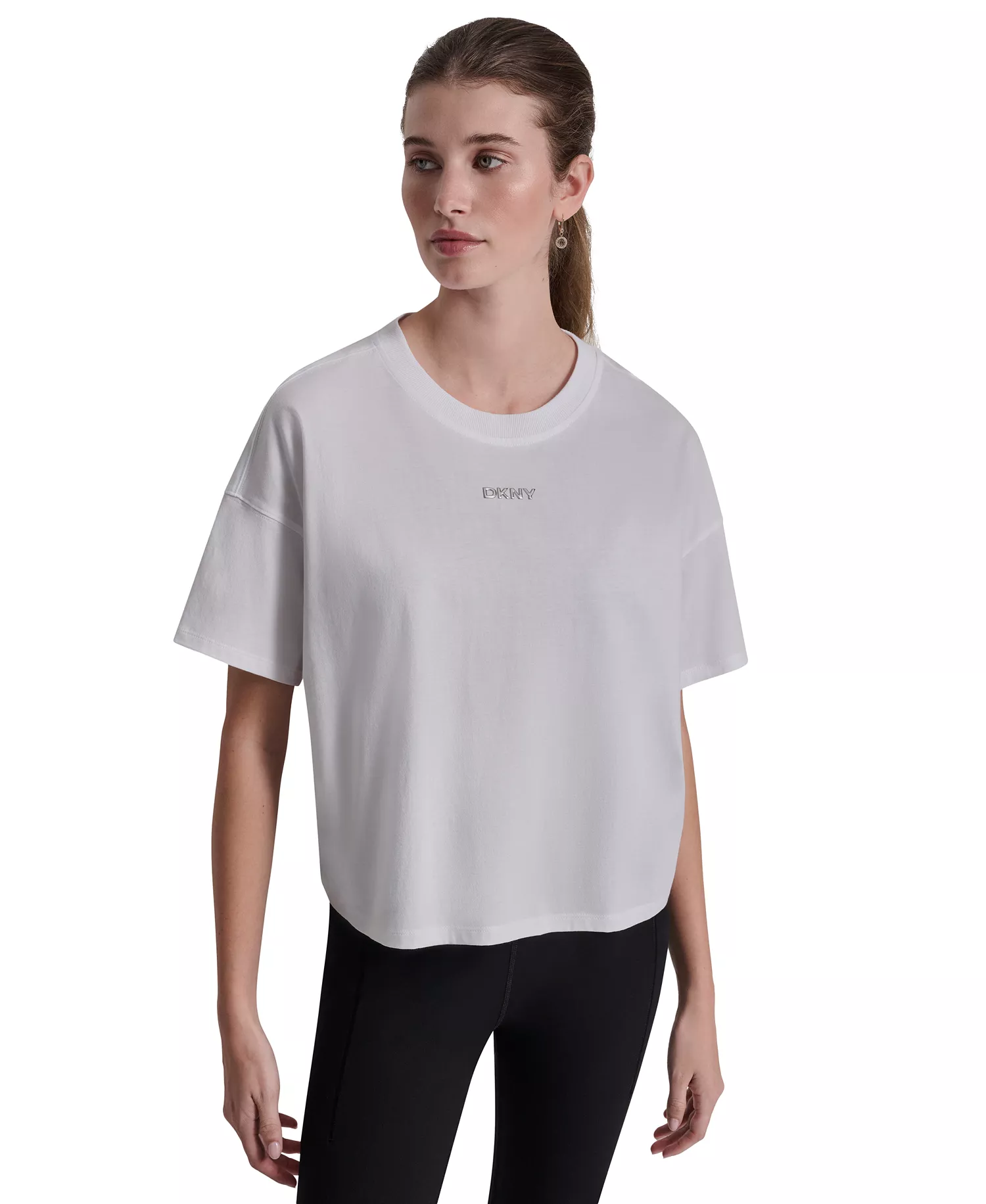 mni-207f17b35114c8ff6dded81af75f0c80 Women's Metallic Bubble Logo Drop Shoulder Pull-On T-Shirt — изображение 3