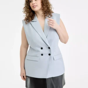 Trendy Plus Size Peak-Lapel Double-Breasted Vest, Macy's Exclusive