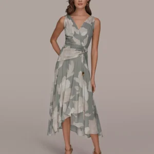 Women's Faux-Wrap Sleeveless Dress