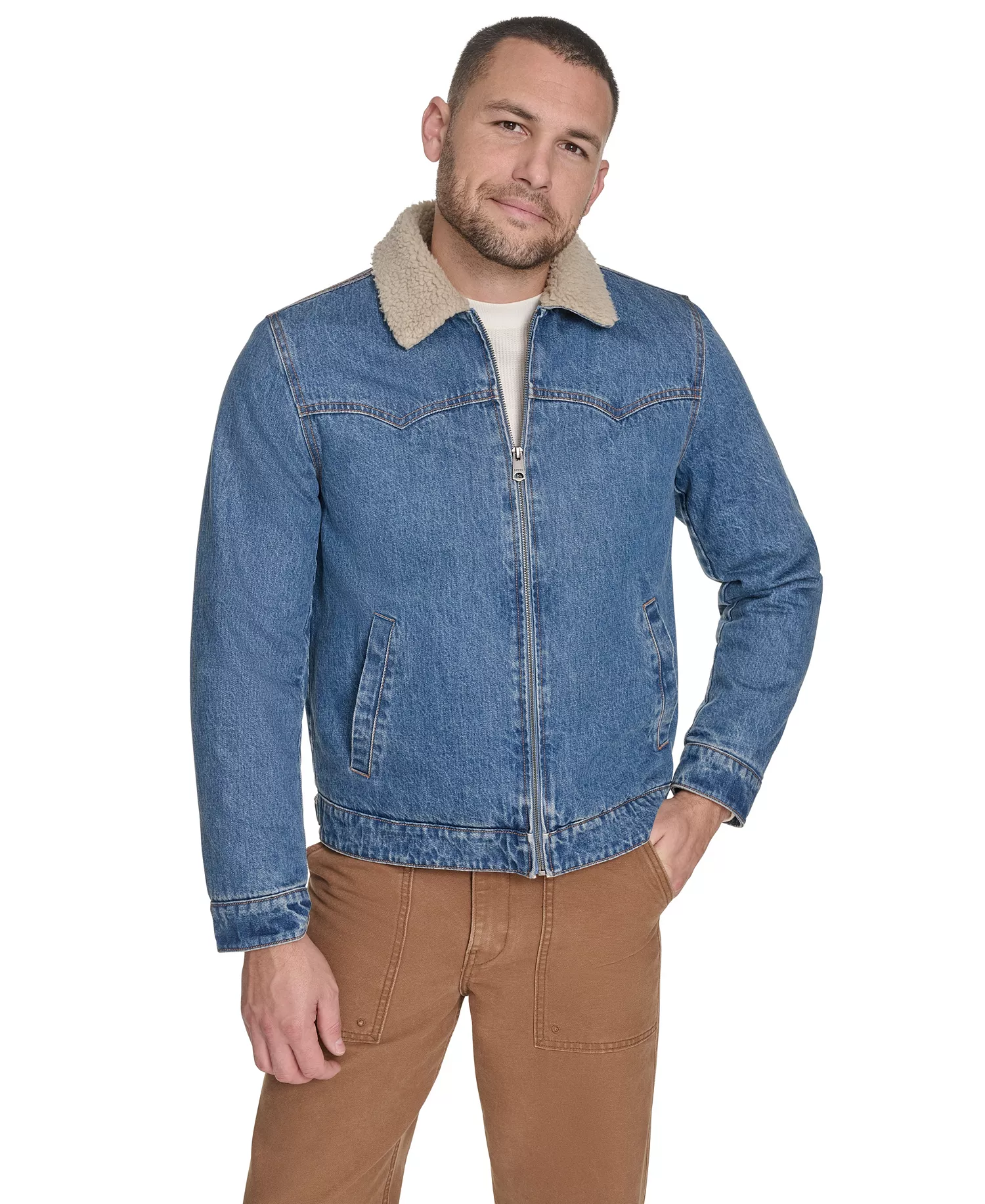 mni-215d1899c4344fc7aeabc6f89ca5f6cf Men's Denim Western Sherpa Lined Collar Jacket