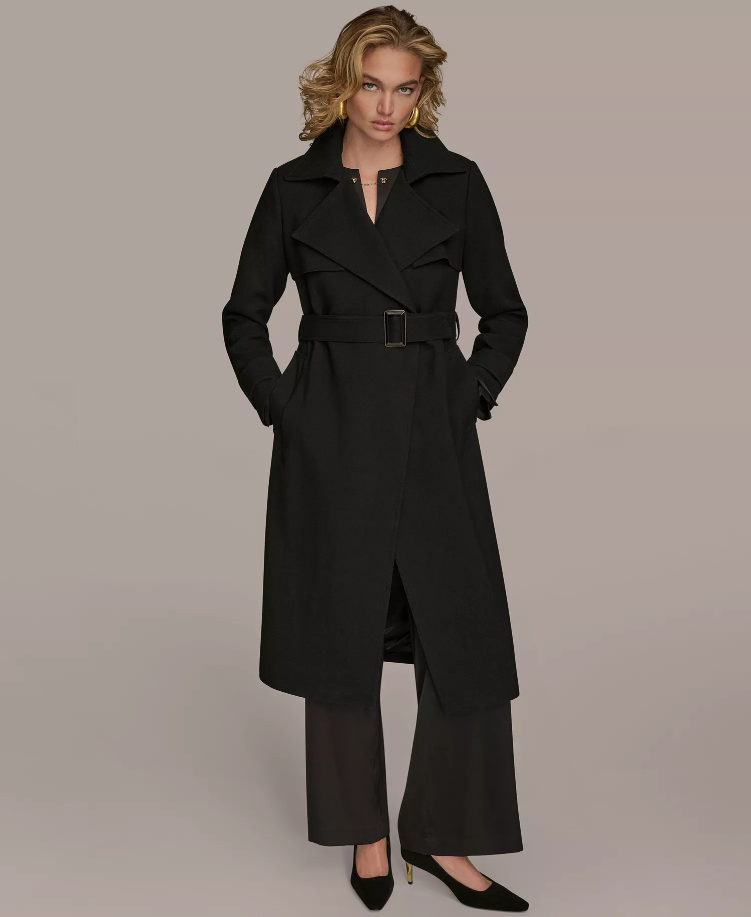 mni-223361fc87538987ae891f1edab4bb42 Women's Belted Notched-Collar Trench Coat