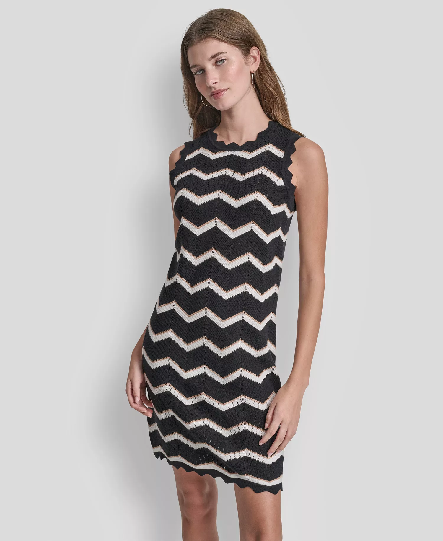 mni-22686a72652fff4af7f10df735d37481 Women's Sleeveless Crew Neck Stripe Short Dress