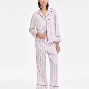Women's Printed Satin Long Pajama Set, Macy's Exclusive