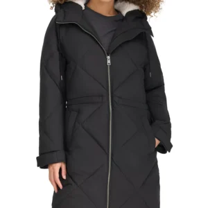 Women's Diamond Quilted Cinch Waist Parka Jacket
