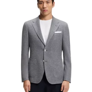 Men's Patterned Linen Blend Regular-Fit Blazer