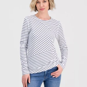 Women's Mixed-Stripe Long-Sleeve T-Shirt
