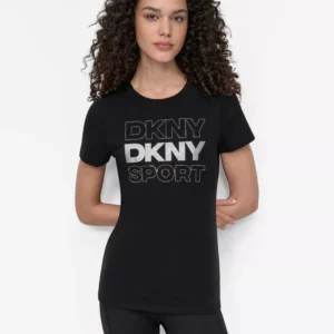 DKNY Women's Sport Glitter Logo Crew Neck T-shirt