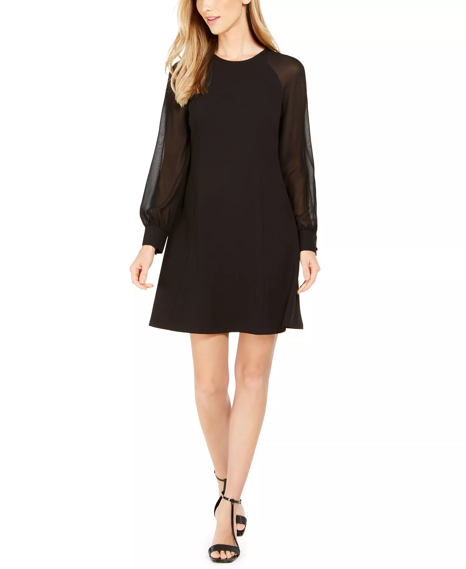 mni-292260dbac93c53cb8c181e5bdb2a4e5 Illusion-Sleeve A-Line Dress