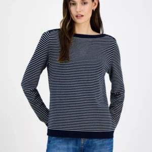 Nautica Women's Cotton Striped Boat-Neck Sweater