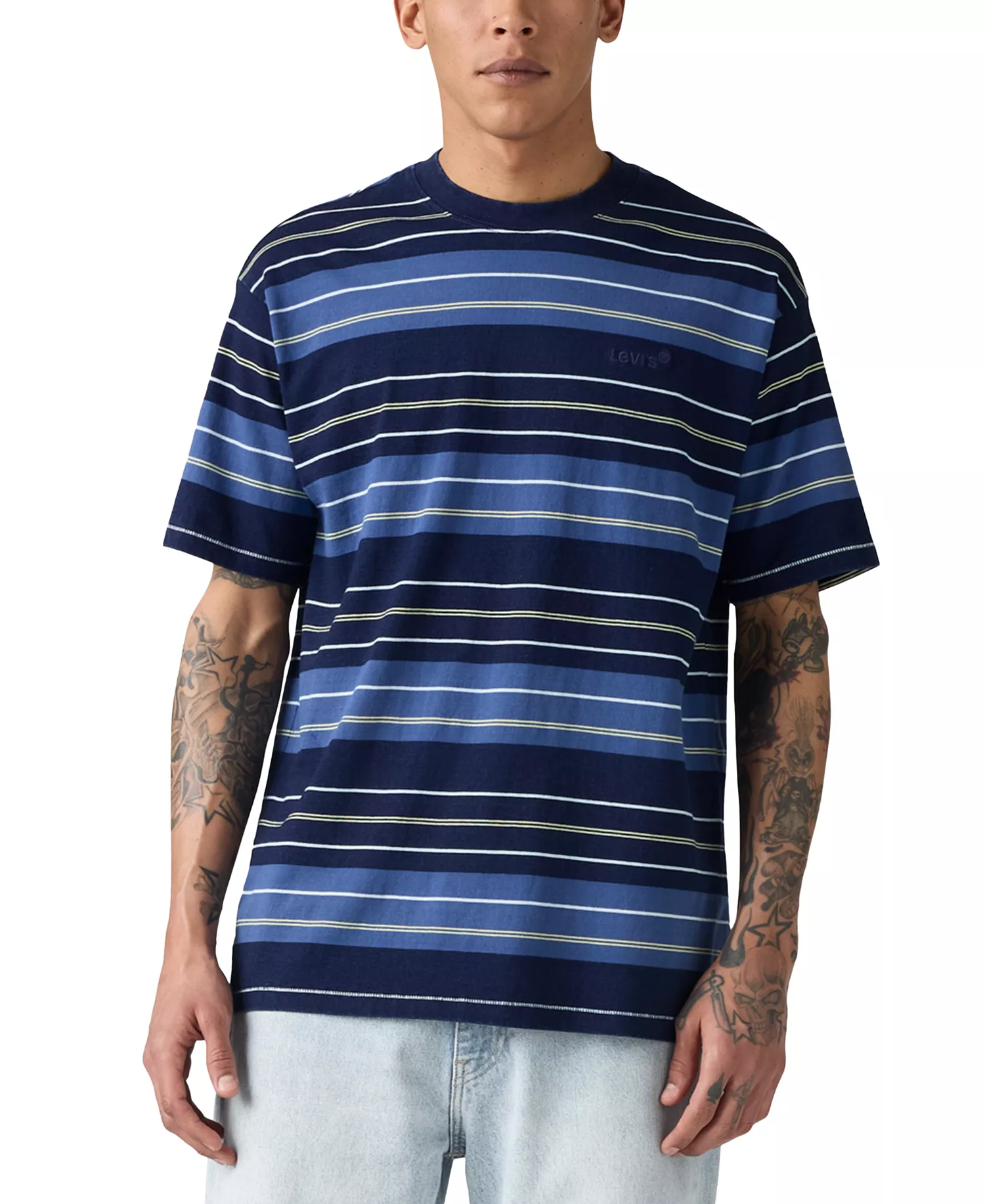 mni-29d1171124f06ae6a3802379895bcda9 Men's Short-Sleeve Striped Crewneck T-Shirt