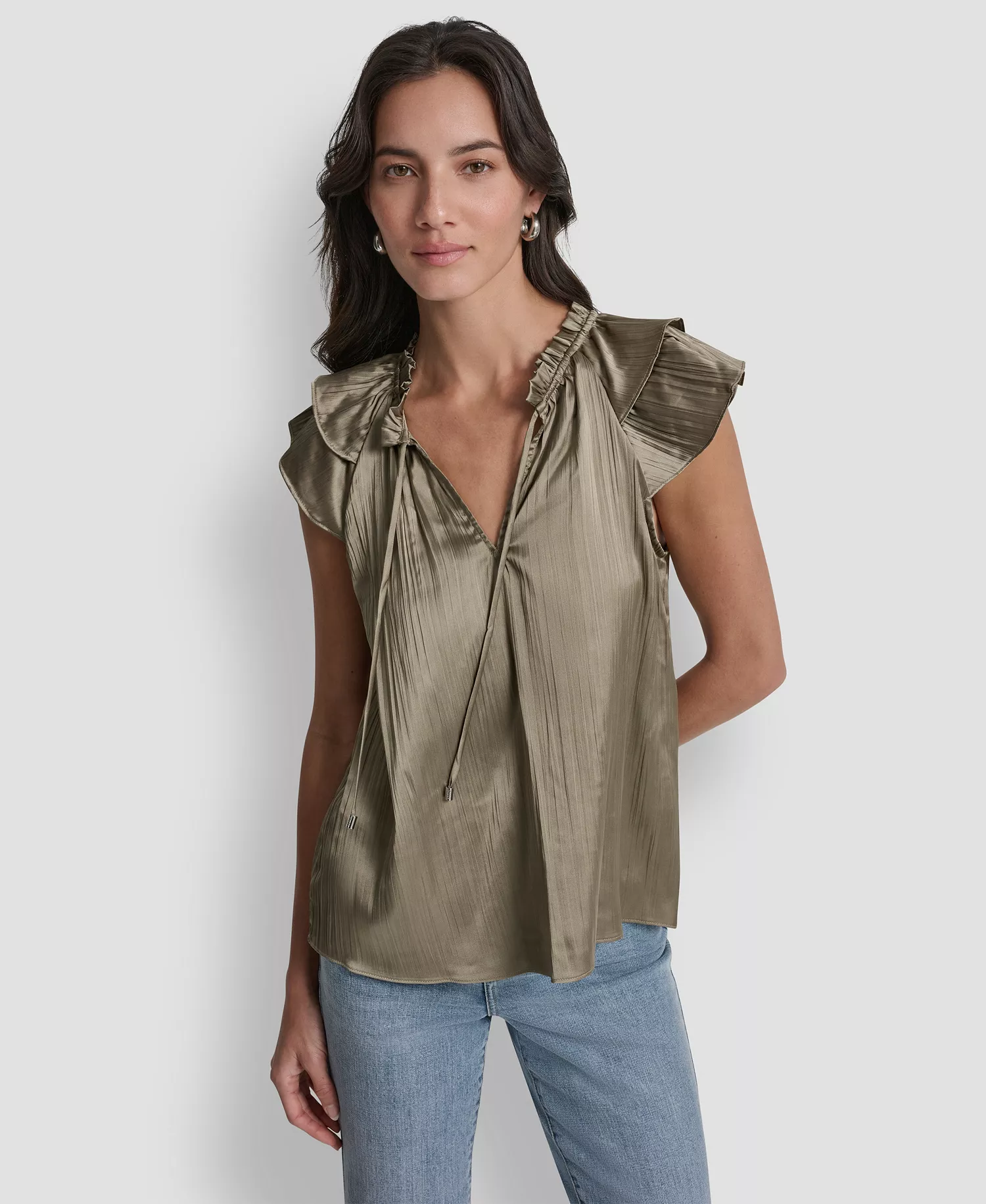 mni-29ff9a6445929417cf1cf76f05a4f2ff Women's Short-Sleeve Pleated Tie-Front Blouse — изображение 5