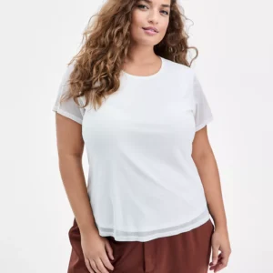 Trendy Plus Size Trendy Plus Size Mesh Short-Sleeve Top, Macy's Exclusive