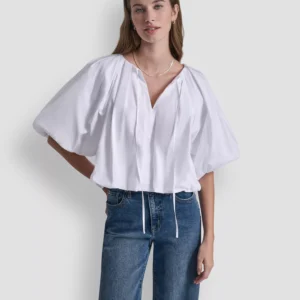 Women's V-Neck Pull-On Bubble Top