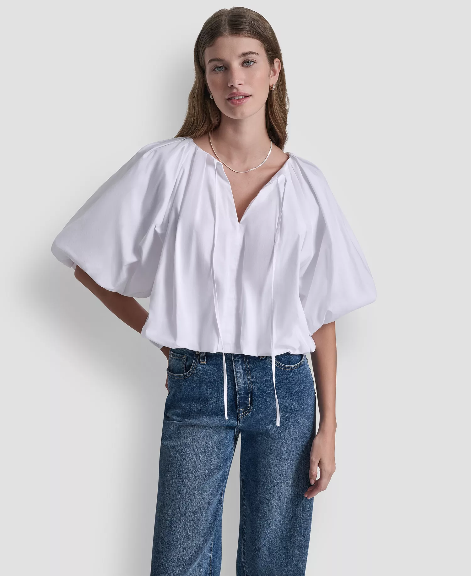 mni-2a9b2567ddb4094312cc79ed576663ea Women's V-Neck Pull-On Bubble Top