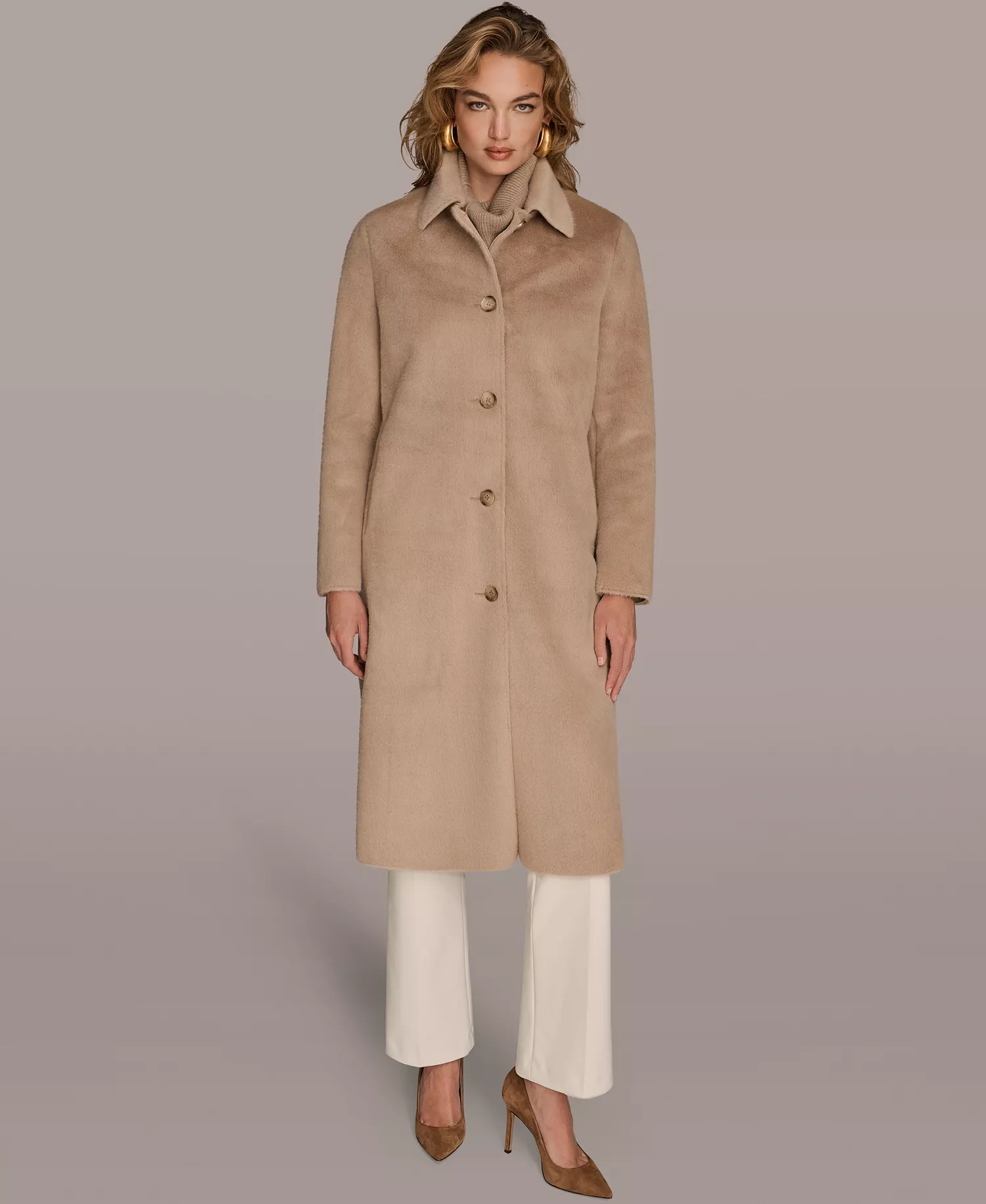 mni-2aa7ffa21de6eabc04edd0a5df375cf2 Women's Button Front Maxi Coat