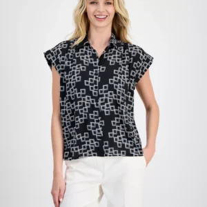 Women's Printed Point Collar Shirt