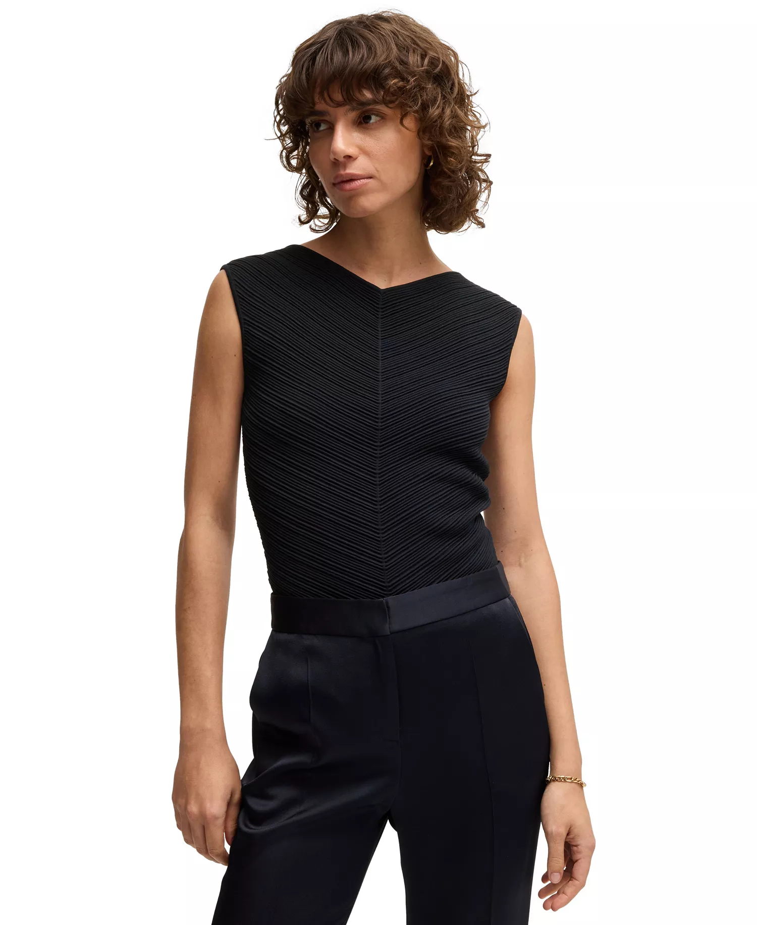mni-2ab60d5e9ccd350ead8567dca4122841 Women's Knitted Structure V-Neck Top — изображение 3