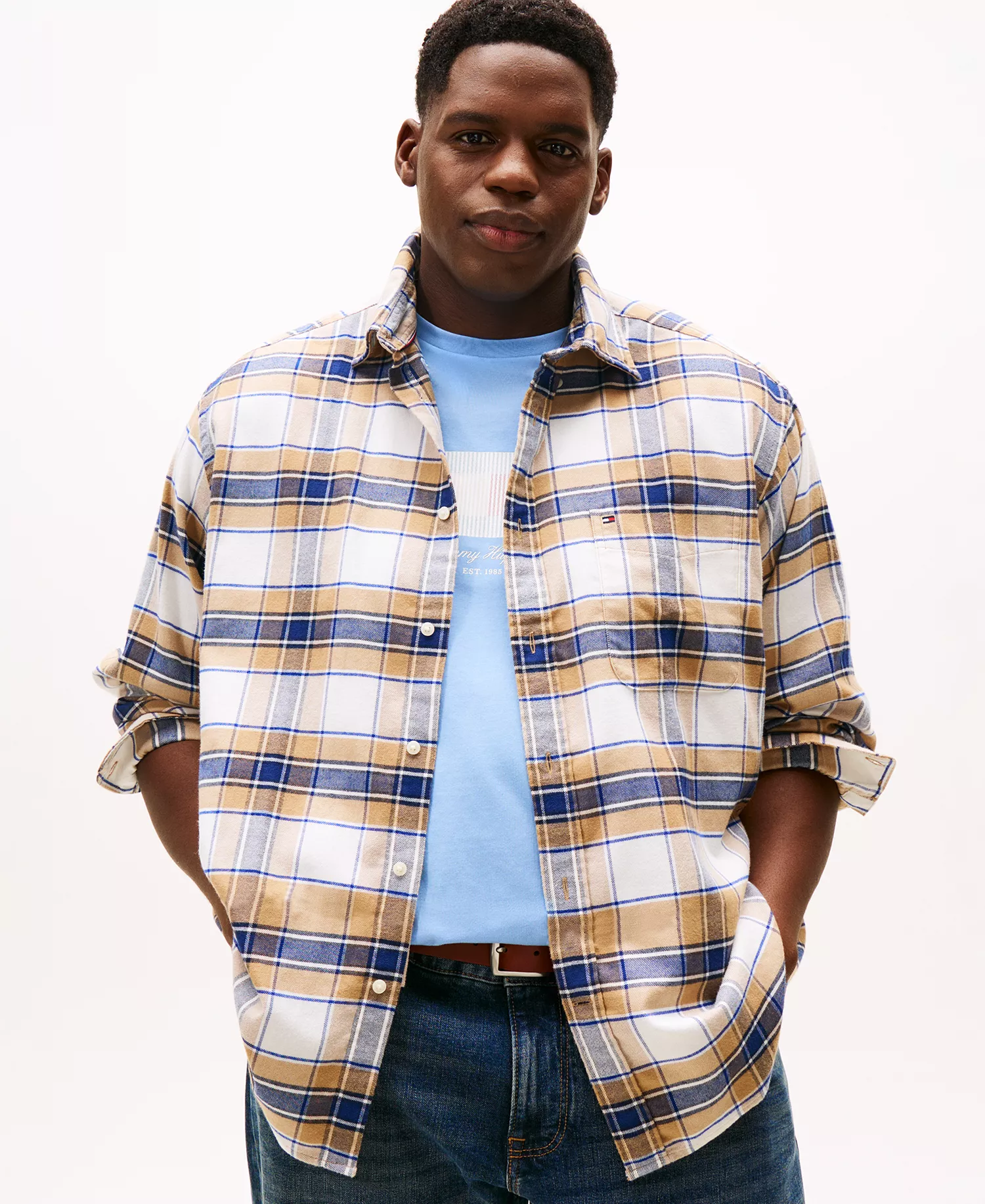 mni-2b1c672ec7584503909f08178402effa Men's Big and Tall Tartan Check Regular Fit Shirt