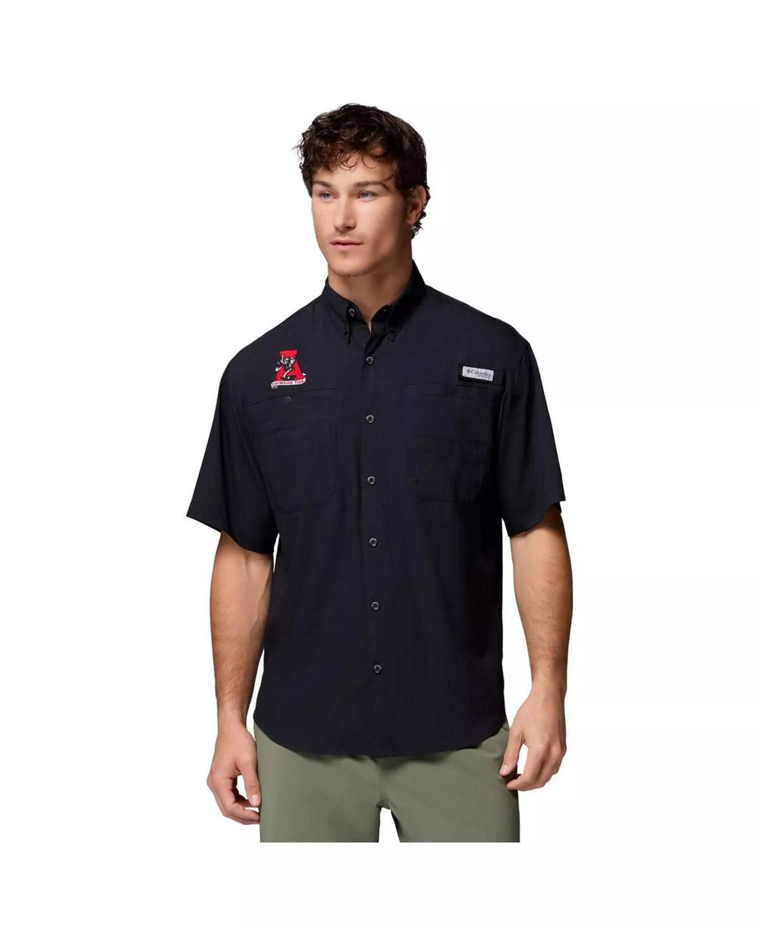 mni-2c0b7f7b28530e2a5c23e61132ad28ee Men's Black Alabama Crimson Tide Tamiami Omni-Shade Button-Down Shirt