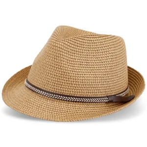 Men's Two-Tone Straw Fedora Hat