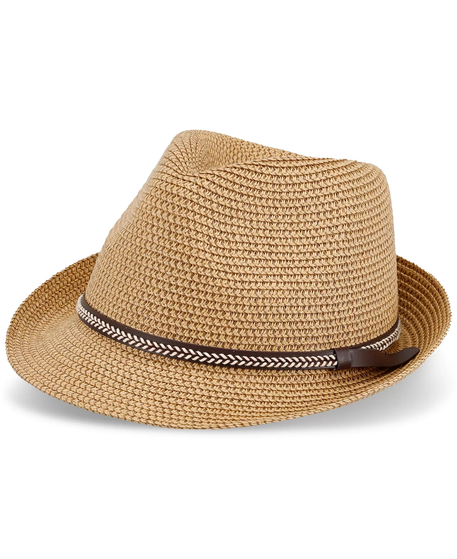 mni-2c32a38ec4ce5dec33158552330753a8 Men's Two-Tone Straw Fedora Hat
