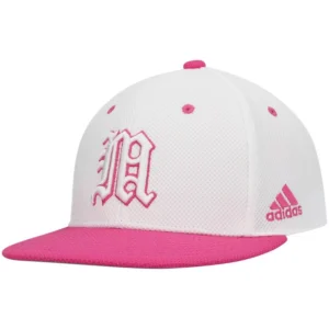 Men's White and Pink Miami Hurricanes On-Field Baseball Fitted Hat
